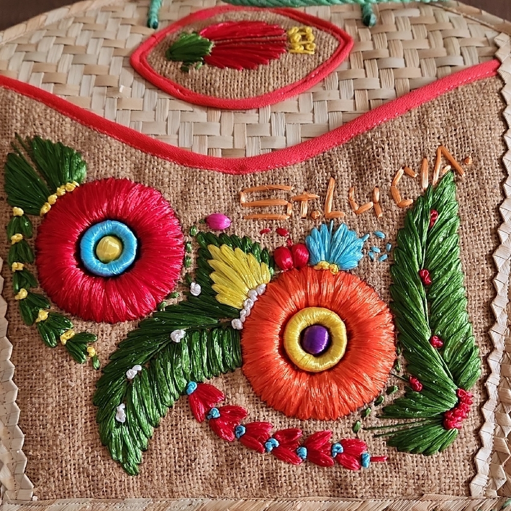 Embroidered Straw Tote Bag - Picture 7 of 11